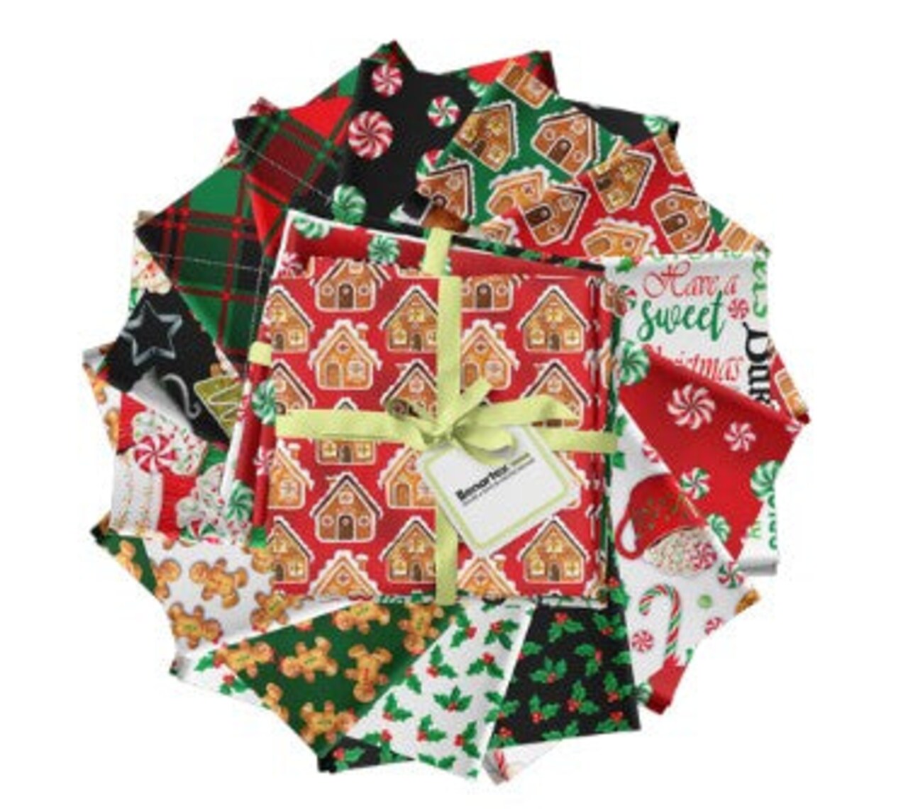 Benartex 14 Piece Fat Quarter Bundle Christmas Sugar & Spice 100% Cotton